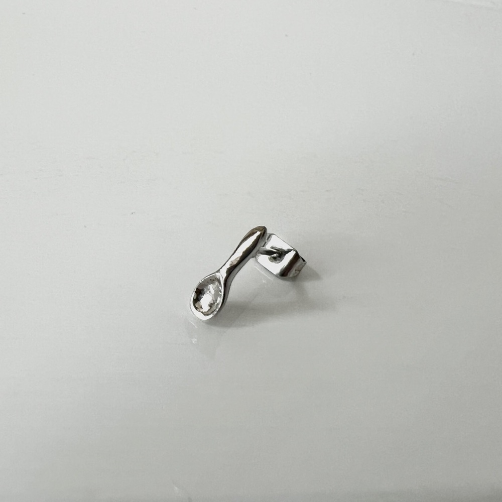 Tiny Spoon Stud Single Earring - image 1